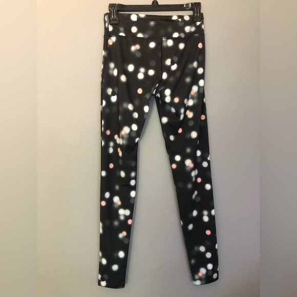 Nike Womens Small Dri-Fit Leggings Circle Dot Print in Black - Picture 2 of 9